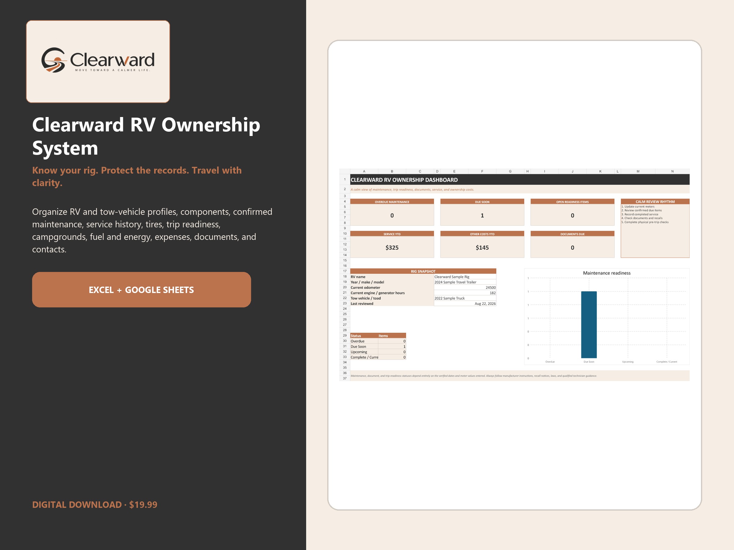 Clearward RV Ownership spreadsheet system overview